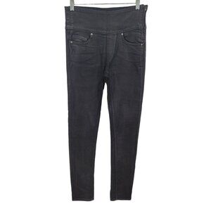 Spanx womens size 27 black signature skinny coated waxy leather like jeans